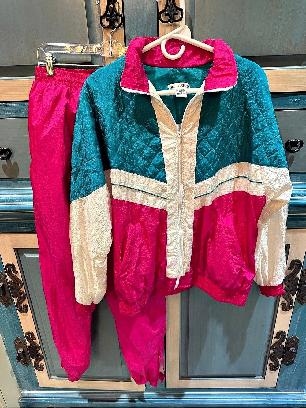 Vintage 1980’s, early 90’s Sunterra Color Block Nylon Track Suit Size Medium